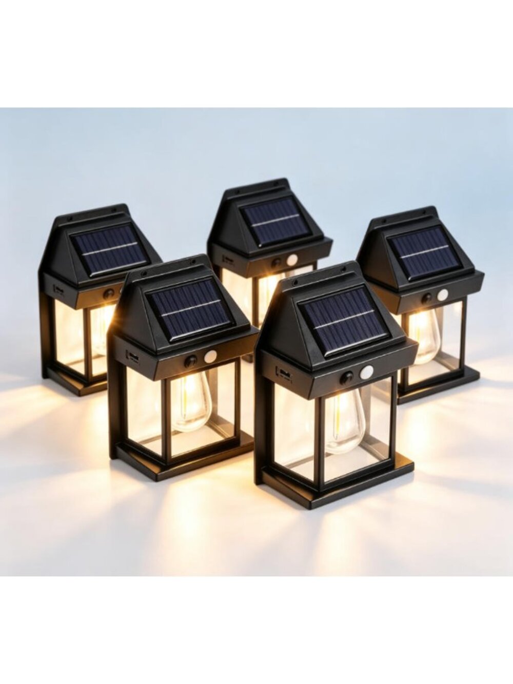 5PCS Solar LED Wall Lanterns, IP44 Motion Sensor Outdoor Porch Deck Courtyard